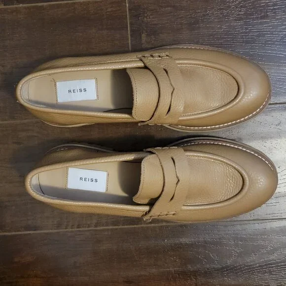 Reiss Beckton Loafer Womens 9 Beige Contemporary Y2K 90s Academia Preppy - Picture 2 of 10
